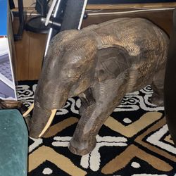 Wood Carved Elephant With Heavy Weight