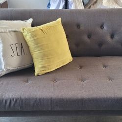 Couch (Modern Gray Couch With Wood Accent)