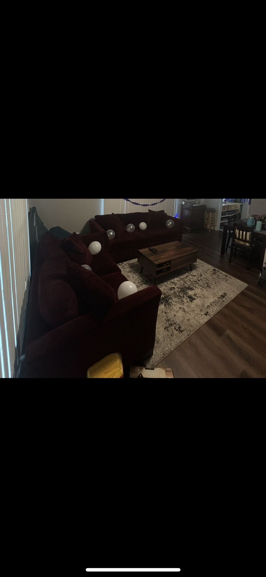 2 maroon couches
