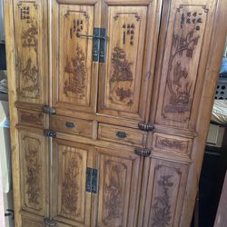 Oriental Carved Wood Dresser