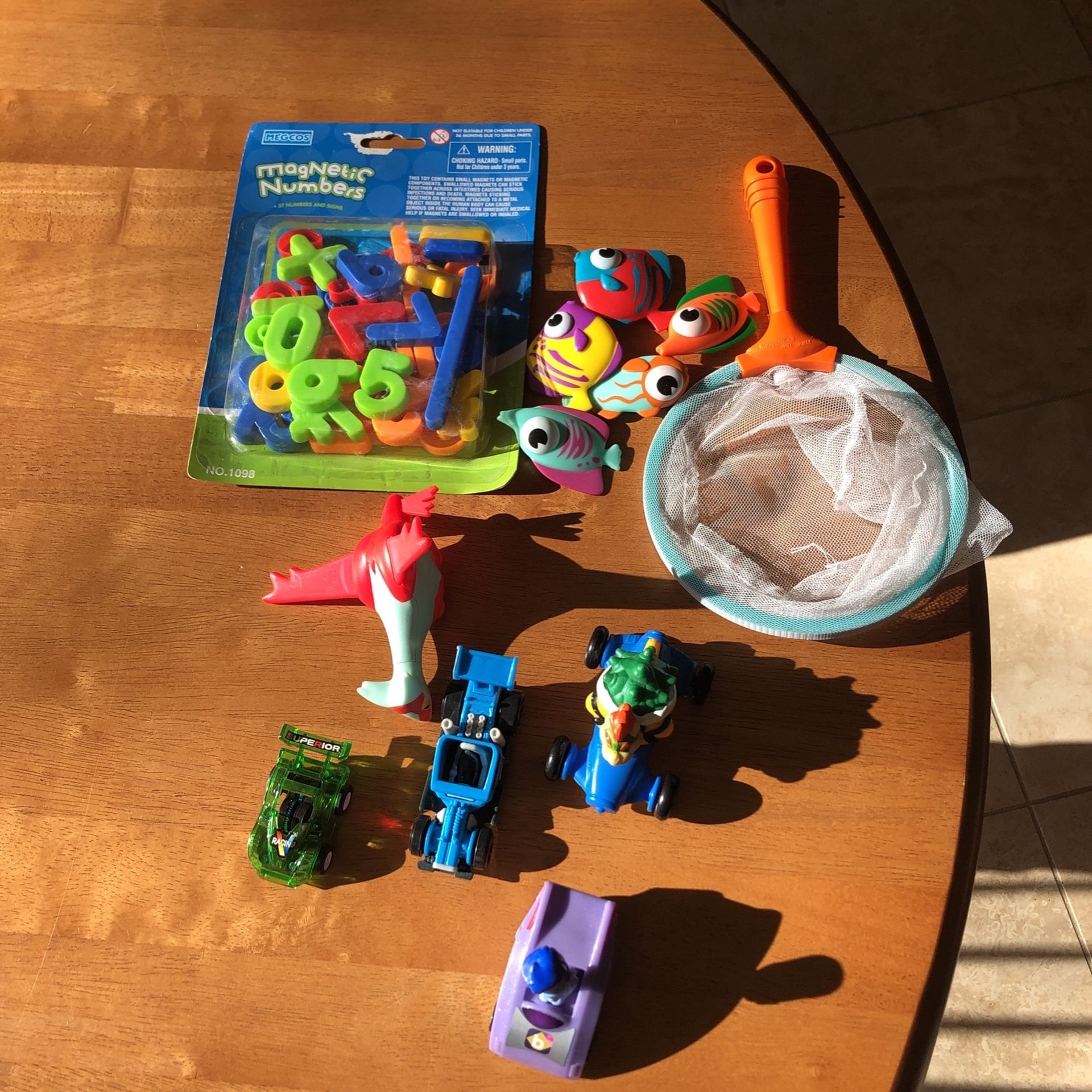 Cars Fishing With Net And Magnetic Numbers