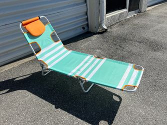 Folding Aluminum Lightweight Compact Beach Sun Tanning Chaise Lounge Chair! Excellent condition!  74x22in