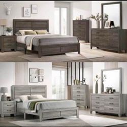 4- Pc Bedroom set Dresser,Mirror Nightstand (1) Queen size bed frame Not including Mattress and Box Sp
