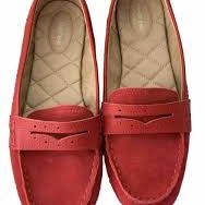 New Lands' End Suede Slip On Penny Loafers Flats Shoes Dusty Rose womens size 9.5.