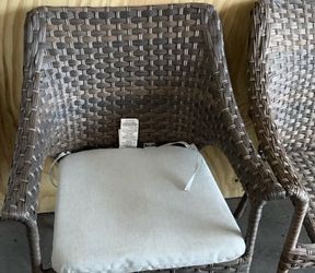 Style Selections Lola Wicker Patio Chair Stackable Black Steel Frame Conversation Chair NEW