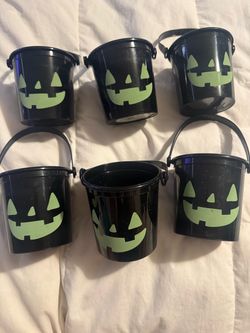 Set Of Small Jack O Lantern Buckets