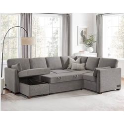 Coddle Luke Sleeper Sectional with Reversible Chaise & Storage | Costco | Dark Gray | Queen Sleeper