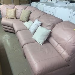 Pink Sectional Leather Couch 