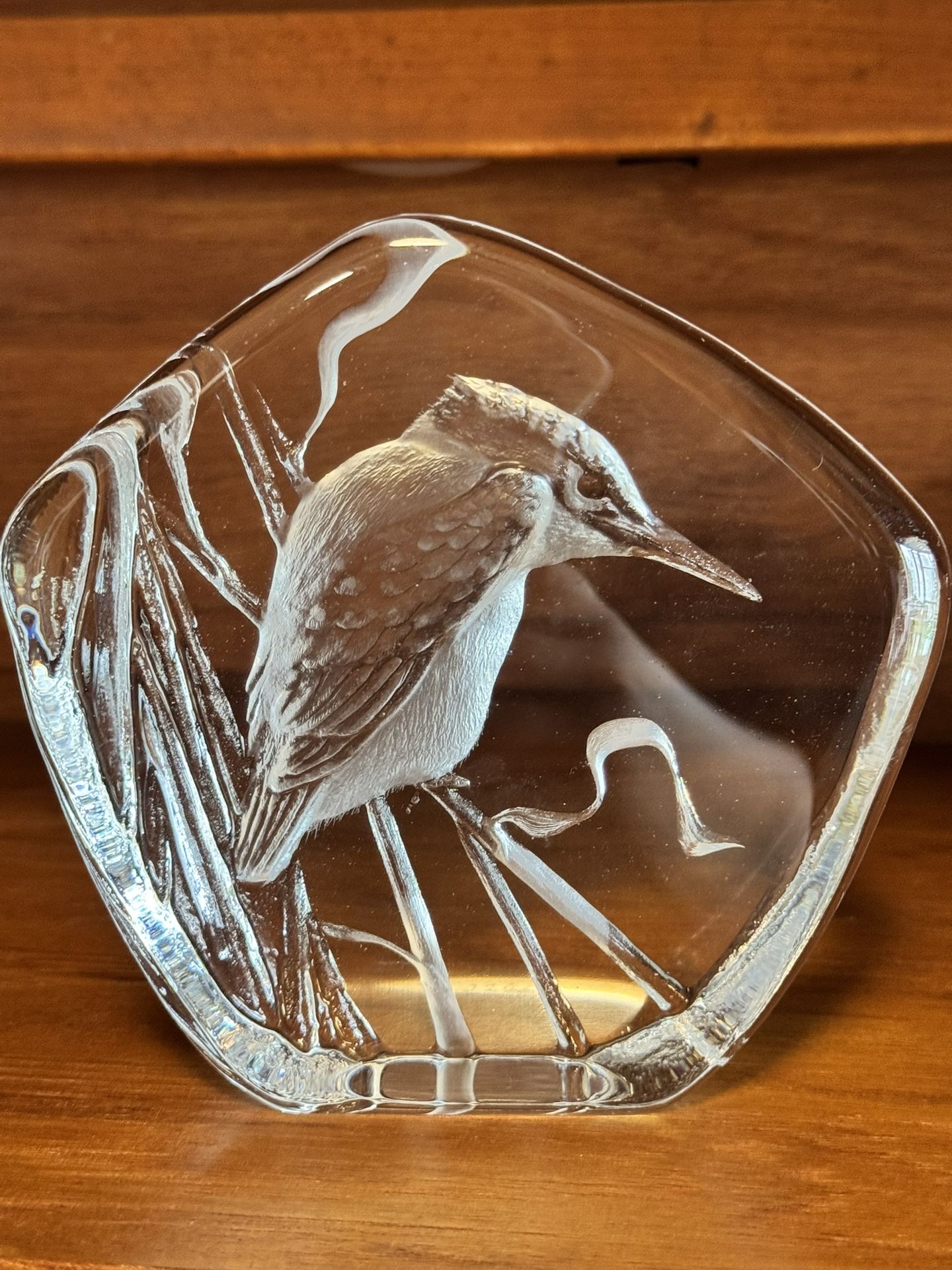 Vintage crystal Paperweight Bird