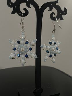 Handbeaded Snowflake Earrings