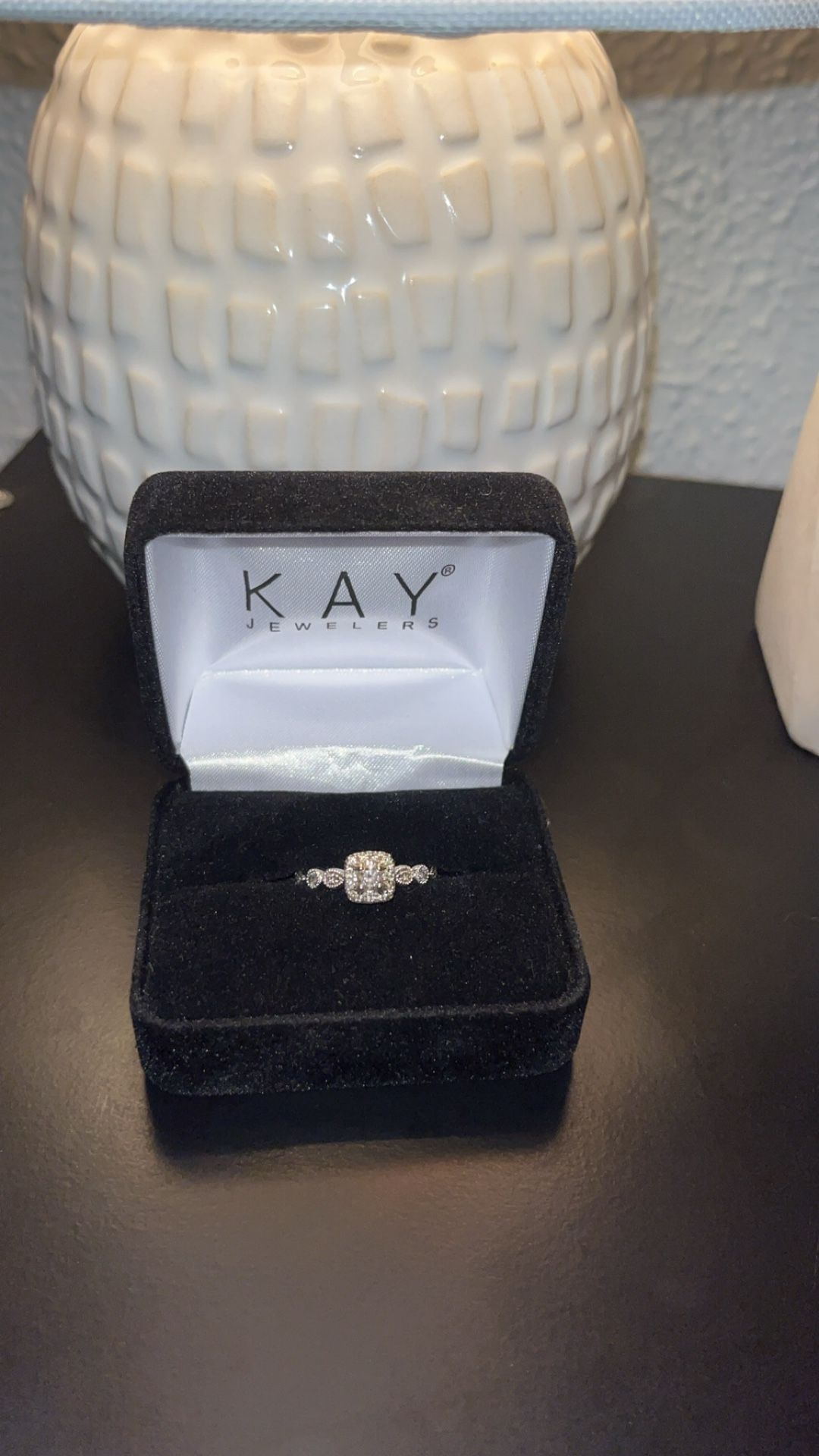 10k white gold band diamond engagement ring