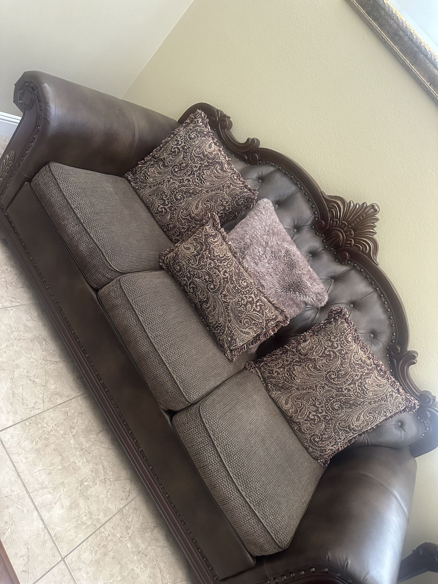 Living Room Couches (2 Piece Set with Pillows)