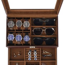 Brand New All-in-One Watch Organizer/Sunglasses/Jewelry Box (still sealed in box !)