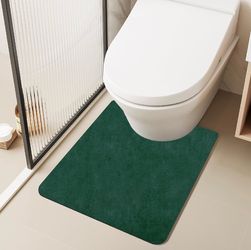 New 20x24 U Shape Thin Toilet Rug, Bathroom Rugs Non Slip, Dark Green Super Absorbent Quick Dry Mat