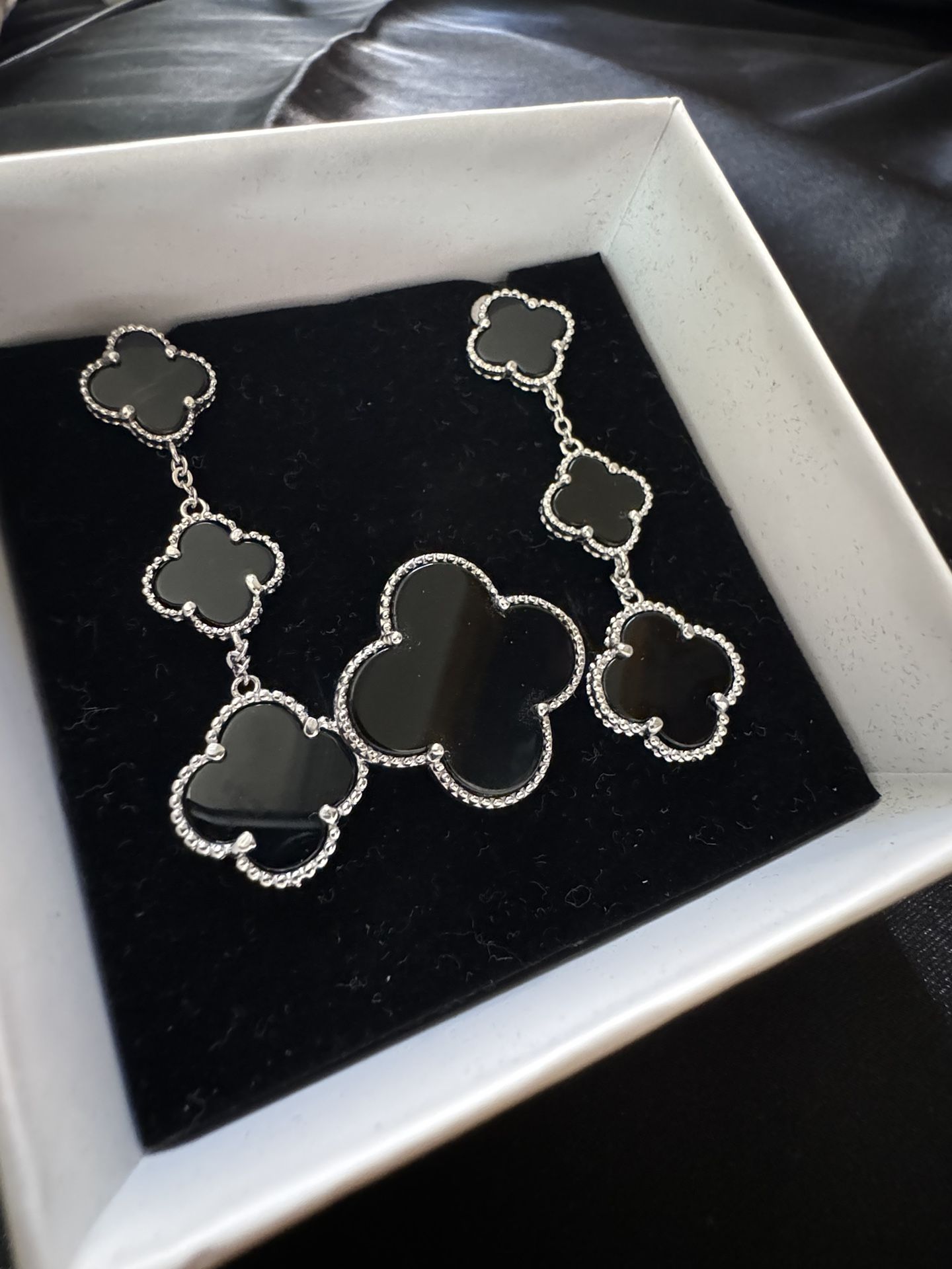 Silver 925 Van Cleef Set Onyx Stone 