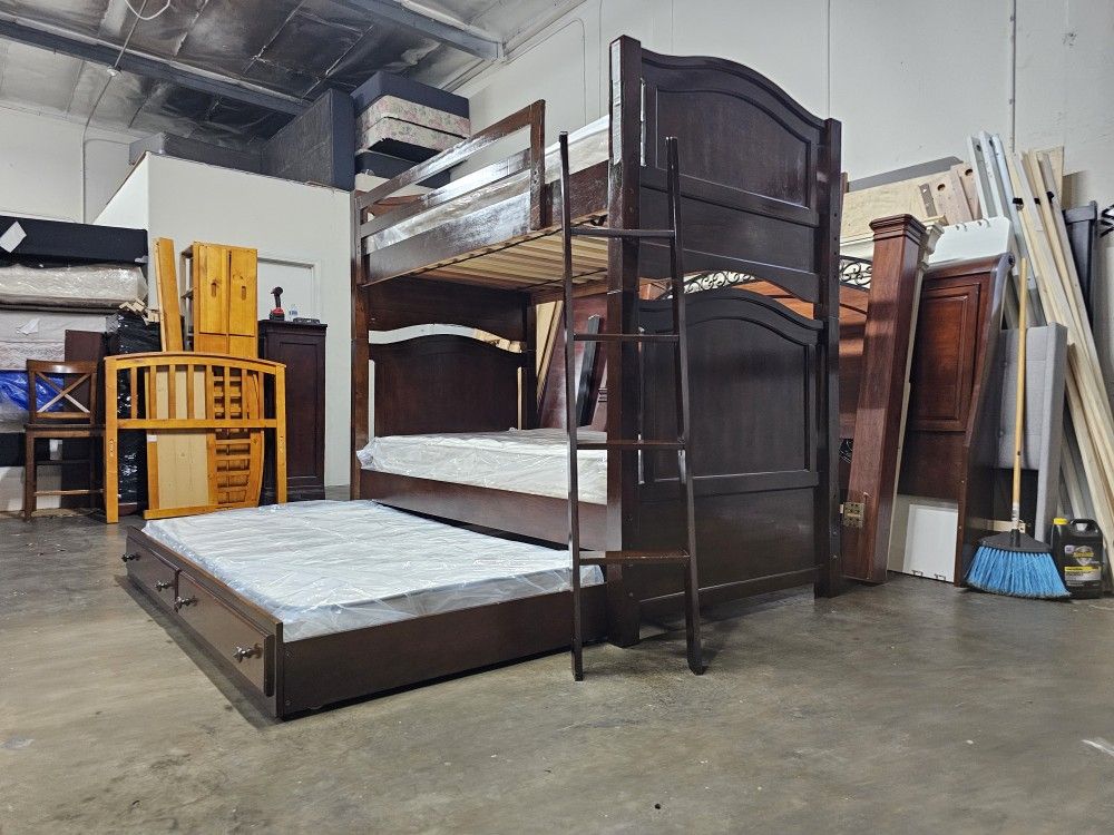 Twin Bunk Bed And Trundle And Mattress 