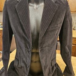 Barneys CO-OP Black Pinstripe Velvet Blazer - Size 46