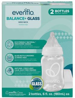 Evenflo Wide Neck Glass Bottles 6 pack