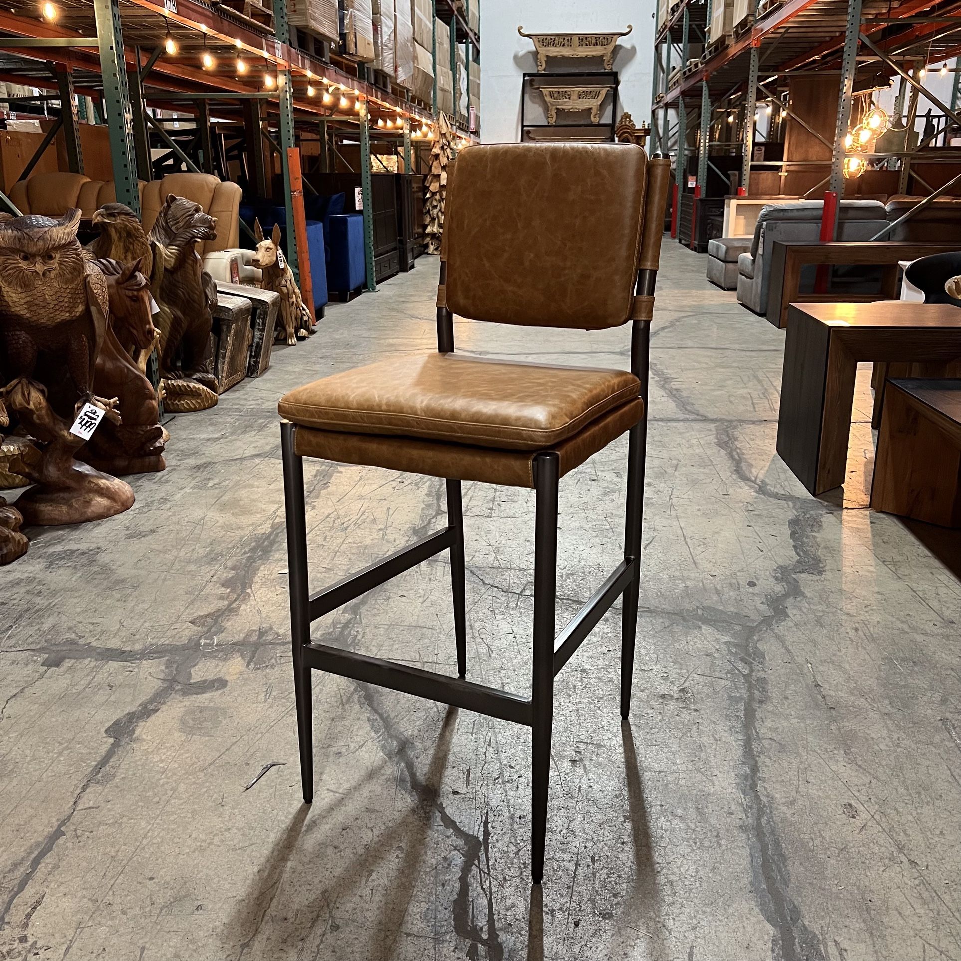 Top Grain Leather and Metal Bar Chair - Columbia