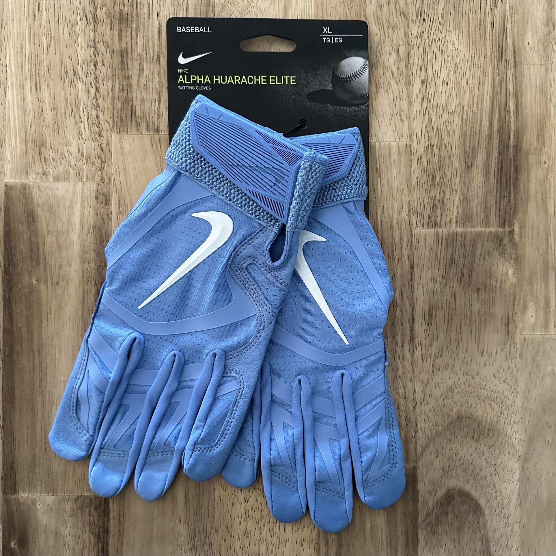 Nike Alpha Huarache Elite Batting Gloves Baseball Mens Size XL UNC Blue CV0696