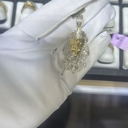 Gold Lion Pendant With Diamonds 10k Gold 