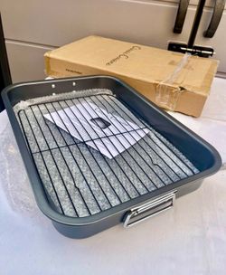 Roasting Pan with Flat Rack-Nonstick Oven Roaster and Removable Tray-Drain Fat and Grease for Healthier Cooking-Kitchen Cookware by Reg Retail $39.99
