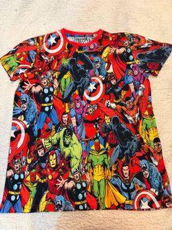 Marvel Comics x Caleworthy AOP Tshirt Size L  Vintage Retro