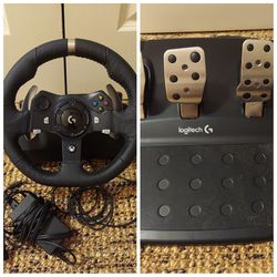 LOGITECH G923 RACING WHEEL AND PEDALS FOR XBOX Xbox X|S, XBOX ONE AND PC ( LIGHTLY USED ) PLEASE READ DESCRIPTION FOR MORE INFORMATION!!ASKING $150 OB