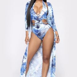 Blue Swimsuit And Cover Up