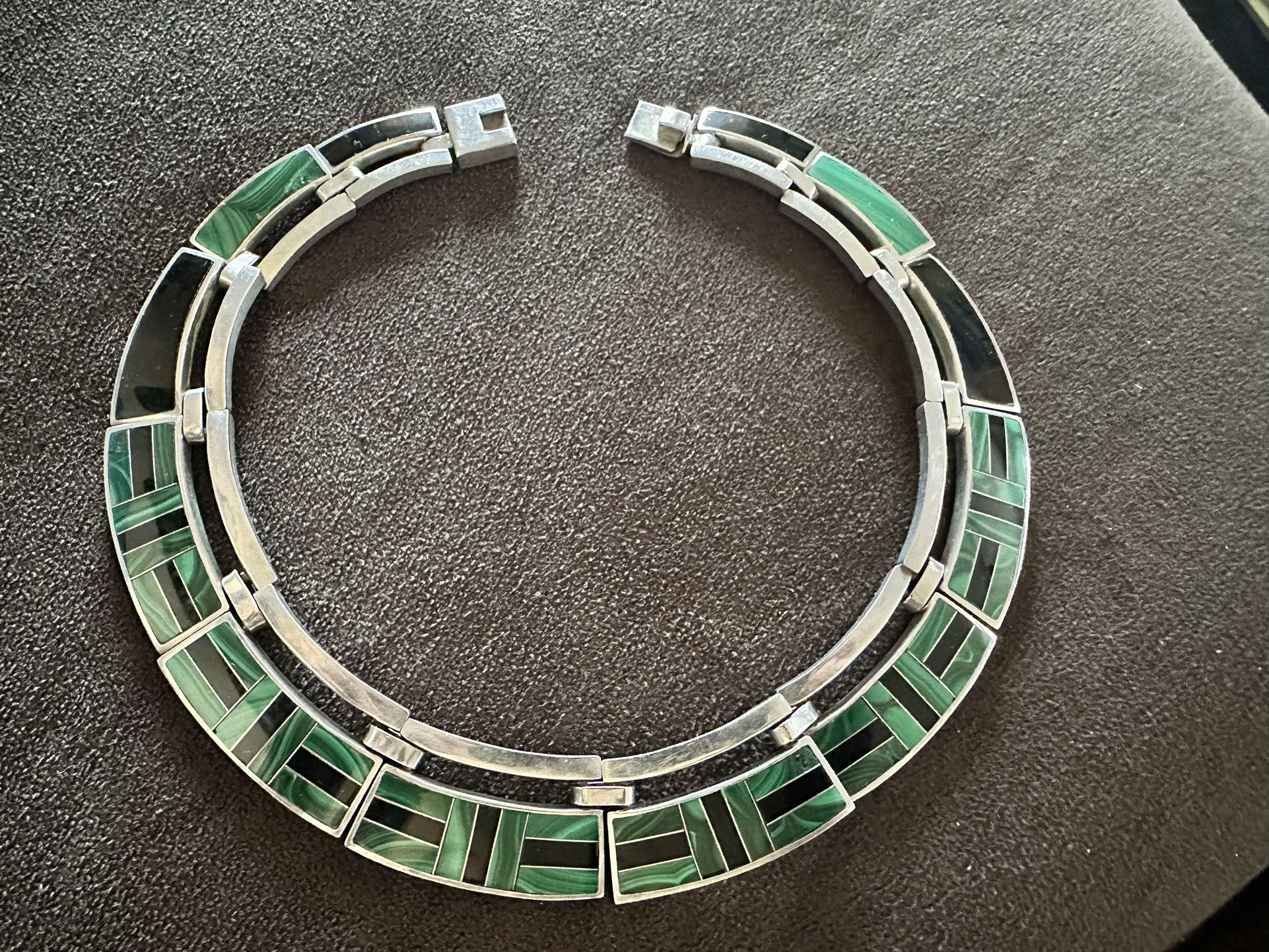 Vintage Choker Necklace Mexico TN 57 Turquoise And Black Onyx