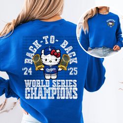 Hello Kitty Dodgers, Los Angeles, Back To Back, Crewneck, Custom Shirts, Custom Apparel 