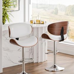 Aowos Mid-Century Modern Adjustable Swivel Counter Height Bar Stools Chair SET OF 2 (NEW OTHERS)