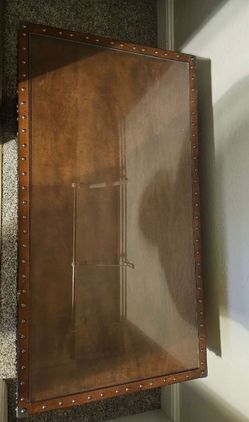 Glass top storage table/ coffee table glass top storage