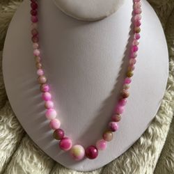 Unique, Beautiful Cotton Candy Color Jade Necklace