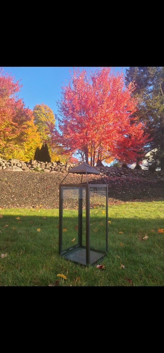 XLarge Brown Metal Lanterns Rustic Candleholders Pottery Barn Styld