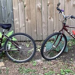 Two Hishiki Meridian SC  Hybrid dirt/road Bikes.