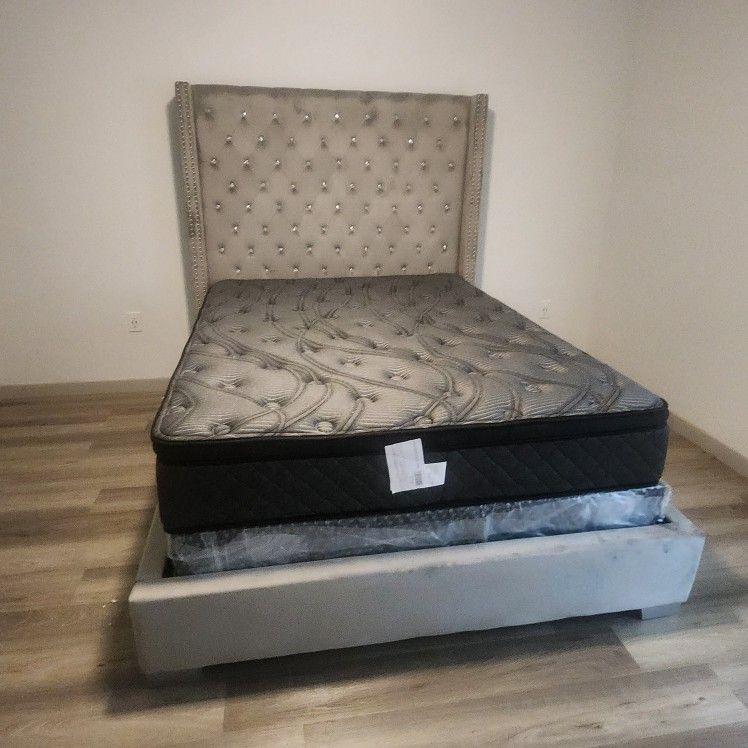 Queen Bed Frame With Mattress Set