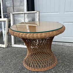 Rattan Glass Table