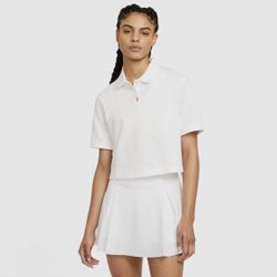 Nike white cri-fit polo shirt with tag.