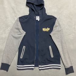 Champion Navy Gray Fleece Full Zip Hoodie Men's M UCLA Bruins Hooded Pockets