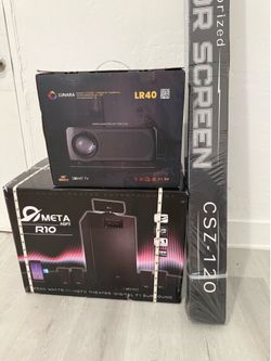NEW Home Theater Bundle – 8K Smart Projector + 120” Motorized Screen + 7.1 Surround Sound
