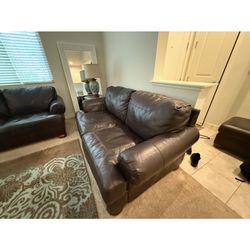 Leather Couch, Love Seat & Large Ottoman Ashley 