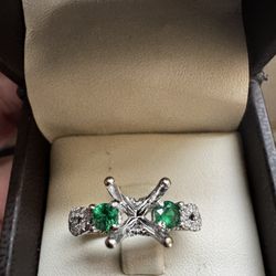 Natural Diamond & Emerald Engagement Ring Setting