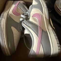 Grey And Pink Rise Dunks