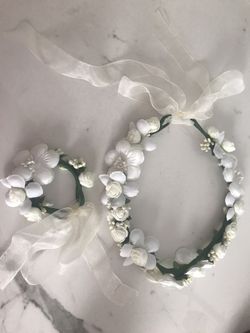 Flower Girl Crown With Floral Wrist Band 