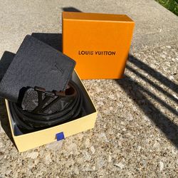 Luxury belt and wallet bundle - plain black