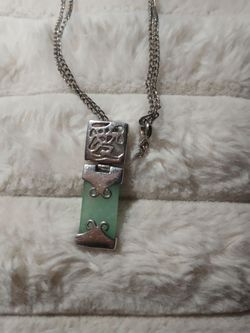 Real jade necklace sterling silver