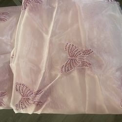 Pink Sheet Butterfly Sequin Curtains