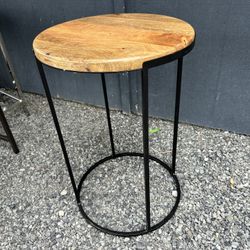 Tall Wood And Metal Side Table