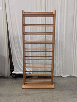 Natural Wood Tall Shoe Rack with Multiple Tiers